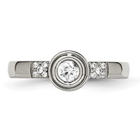 Chisel Stainless Steel Polished CZ Ring view 4