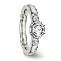 Chisel Stainless Steel Polished CZ Ring view 5