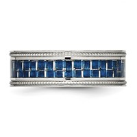 Chisel Stainless Steel Polished Band with Blue Carbon Fiber Inlay Textured Edge 8mm view 3