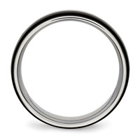 Stainless Steel Polished Black IP-plated 8mm Ridged Edged Band view 2