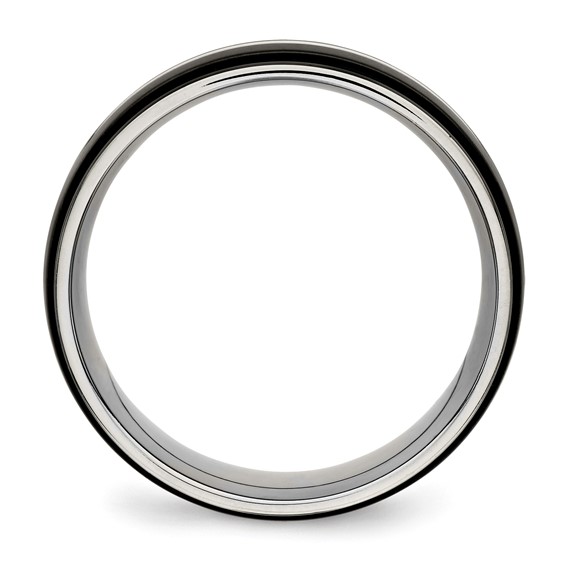 Stainless Steel Polished Black IP-plated 8mm Ridged Edged Band