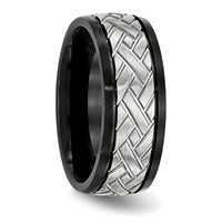 Chisel Stainless Steel Brushed Black IP-plated 8mm Grooved Band view 4