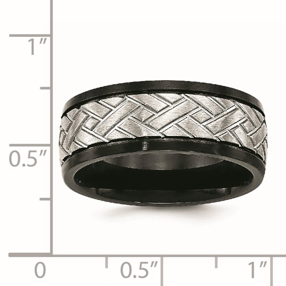 Chisel Stainless Steel Brushed Black IP-plated 8mm Grooved Band