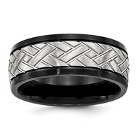Chisel Stainless Steel Brushed Black IP-plated 8mm Grooved Band view 1