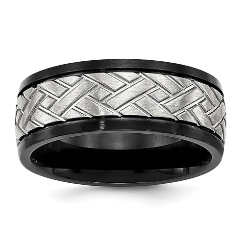 Chisel Stainless Steel Brushed Black IP-plated 8mm Grooved Band