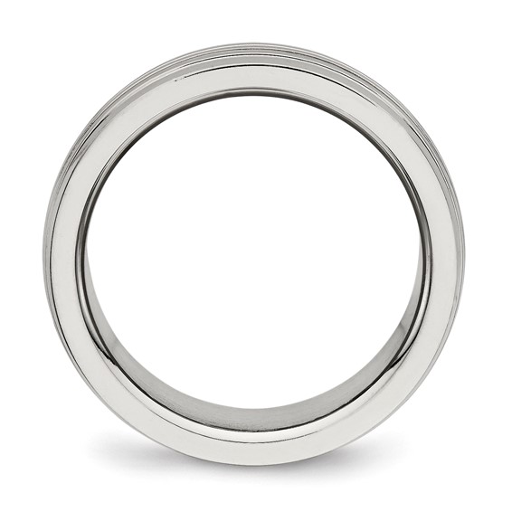 Stainless Steel Polished 8mm Grooved Band