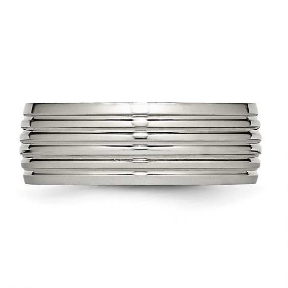 Stainless Steel Polished 8mm Grooved Band