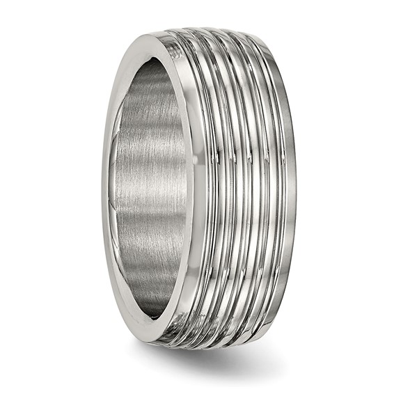 Stainless Steel Polished 8mm Grooved Band