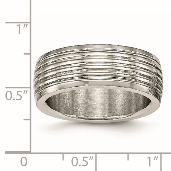 Stainless Steel Polished 8mm Grooved Band