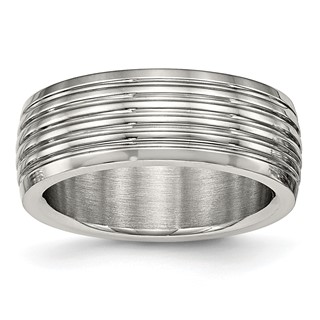 Stainless Steel Polished 8mm Grooved Band
