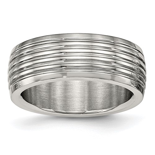 Stainless Steel Polished 8mm Grooved Band