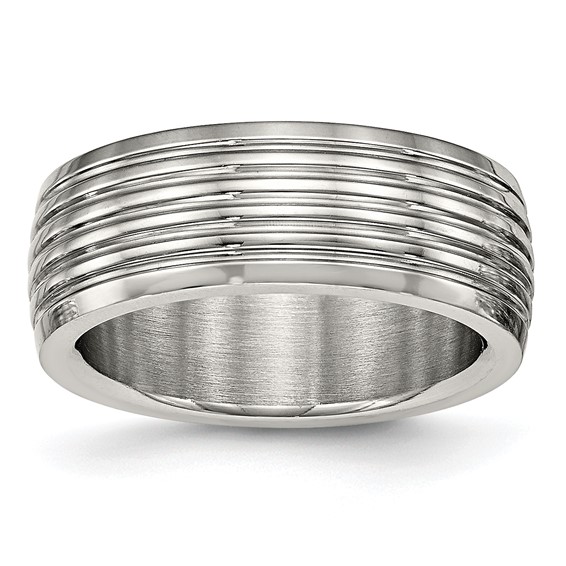 Stainless Steel Polished 8mm Grooved Band
