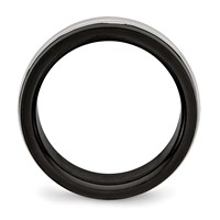 Stainless Steel Polished Black IP-plated 8mm Grooved Band view 2