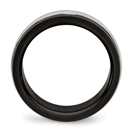 Stainless Steel Polished Black IP-plated 8mm Grooved Band