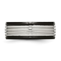 Stainless Steel Polished Black IP-plated 8mm Grooved Band view 3