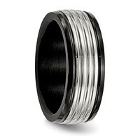 Stainless Steel Polished Black IP-plated 8mm Grooved Band view 4
