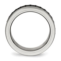 Stainless Steel Polished Textured Band with Brushed Edges Black IP-plated view 2
