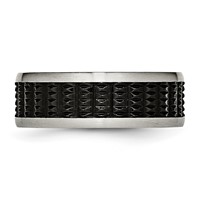 Stainless Steel Polished Textured Band with Brushed Edges Black IP-plated view 3