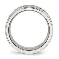 Stainless Steel Polished Band with Black CZ 9mm Ridged Edge view 2