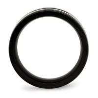 Chisel Stainless Steel Brushed and Polished Black IP-plated and Black CZ 8mm Grooved Band view 2