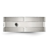 Stainless Steel Brushed and Polished Band with Black CZ 8mm view 3