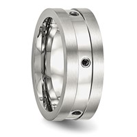 Stainless Steel Brushed and Polished Band with Black CZ 8mm view 5