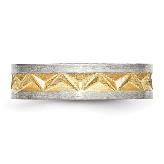 Chisel Stainless Steel Brushed Yellow IP-plated 6mm Grooved Band