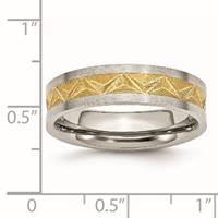 Chisel Stainless Steel Brushed Yellow IP-plated 6mm Grooved Band view 5