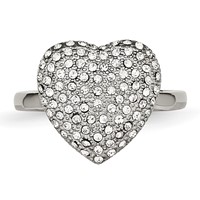 Stainless Steel Polished Ring with Preciosa Crystal Heart view 4
