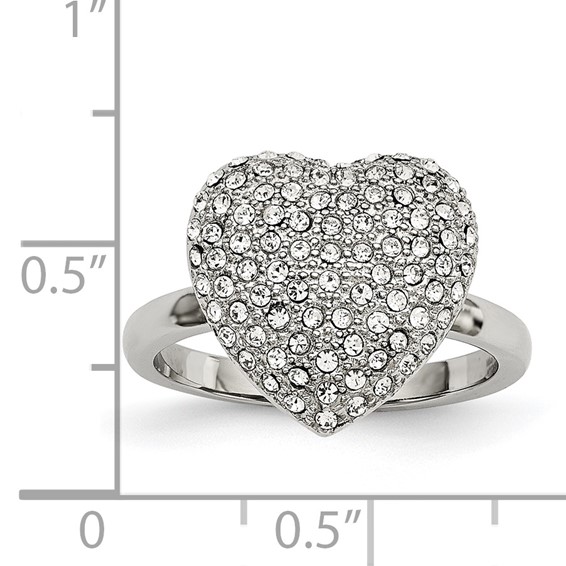 Stainless Steel Polished w/ Preciosa Crystal Heart Ring