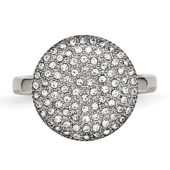 Stainless Steel Polished w/ Preciosa Crystal Circle Ring