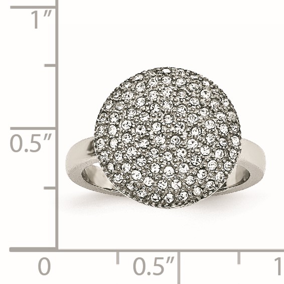 Stainless Steel Polished w/ Preciosa Crystal Circle Ring