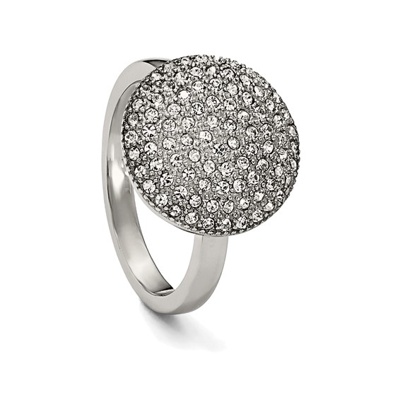 Stainless Steel Polished w/ Preciosa Crystal Circle Ring