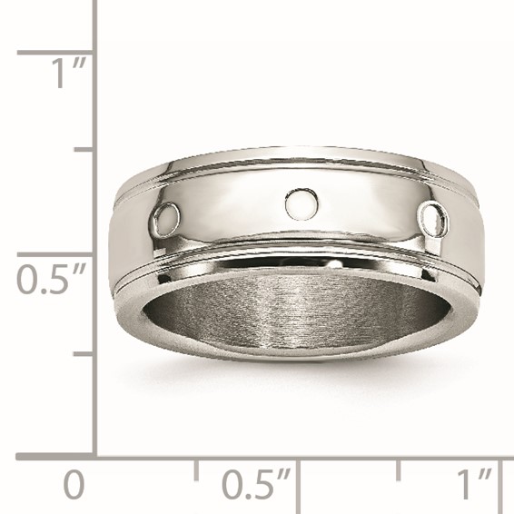 Stainless Steel Polished 8mm Grooved Band