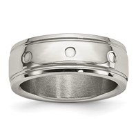 Stainless Steel Polished 8mm Grooved Band view 1