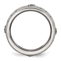 Stainless Steel Polished Beaded and Grooved 8mm Band view 2