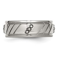Stainless Steel Polished Beaded and Grooved 8mm Band view 3