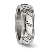 Stainless Steel Polished Beaded and Grooved 8mm Band view 4