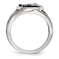 Chisel Stainless Steel Polished and Textured Enameled Eagle Ring view 2