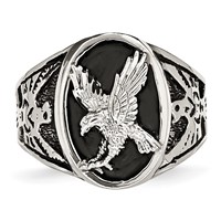Chisel Stainless Steel Polished and Textured Enameled Eagle Ring view 5
