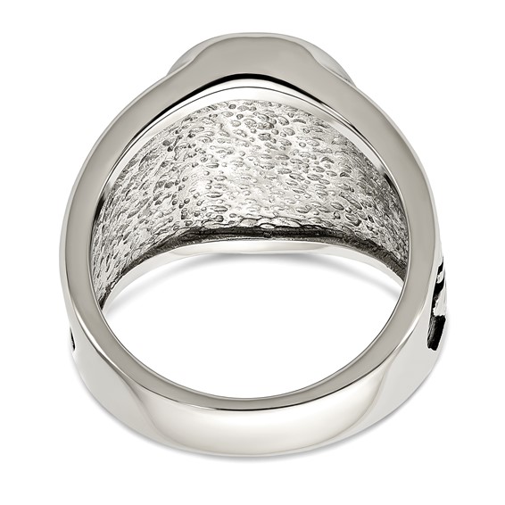 Chisel Stainless Steel Polished and Textured Enameled Eagle Ring