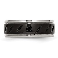 Chisel Stainless Steel Polished Black IP-plated 8mm Grooved Band view 3