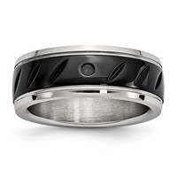 Chisel Stainless Steel Polished Black IP-plated 8mm Grooved Band view 1