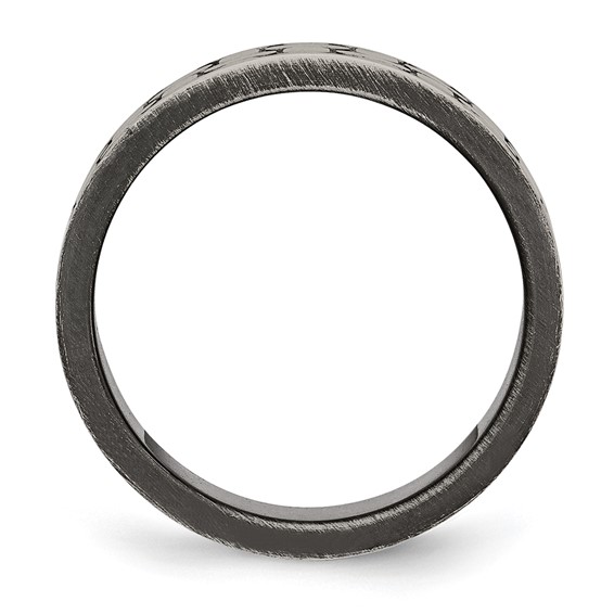 Stainless Steel Antiqued Brushed and Textured 7.75mm Flat Band