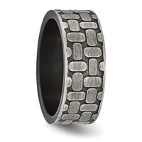 Stainless Steel Antiqued Brushed and Textured 7.75mm Flat Band view 4