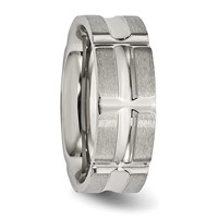 Stainless Steel Brushed and Polished 8mm Grooved Band view 4