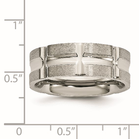 Stainless Steel Brushed and Polished 8mm Grooved Band