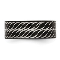 Chisel Stainless Steel Polished Black IP-plated Diamond-Cut 8mm Band view 3