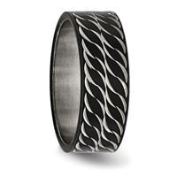 Chisel Stainless Steel Polished Black IP-plated Diamond-Cut 8mm Band view 4