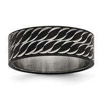 Chisel Stainless Steel Polished Black IP-plated Diamond-Cut 8mm Band view 1